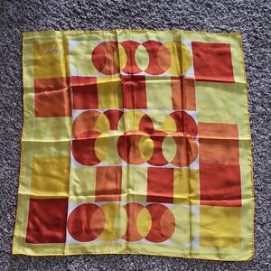 SALE--Geometric Yellow, Orange. and Red Polyester Scarf